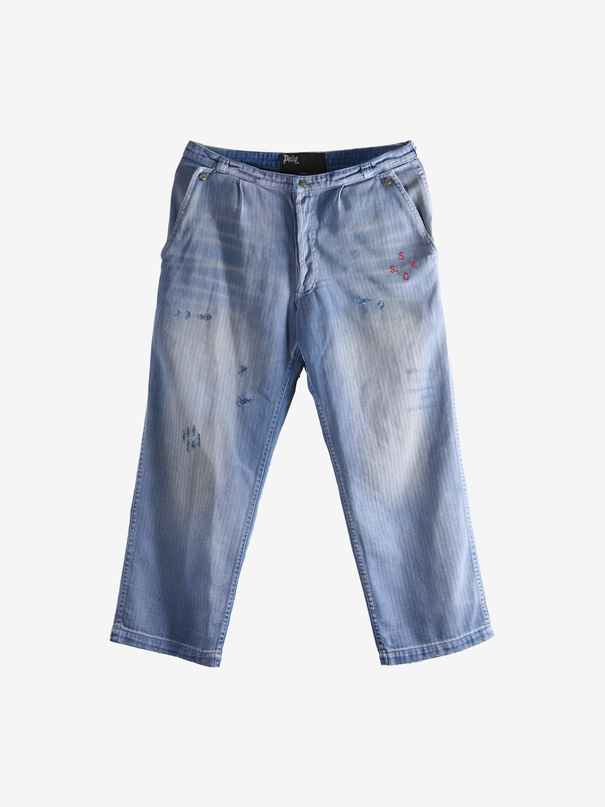 Blue pants, front view