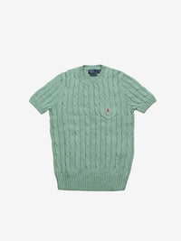 Green knitwear, front view