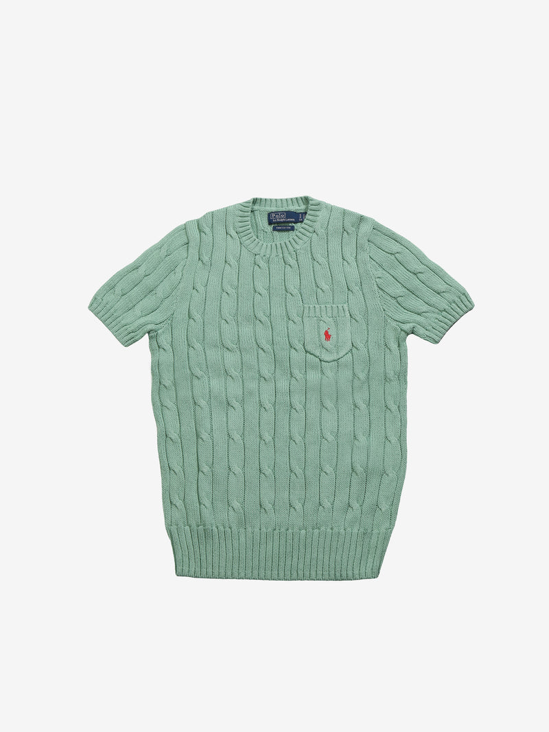Green knitwear, front view