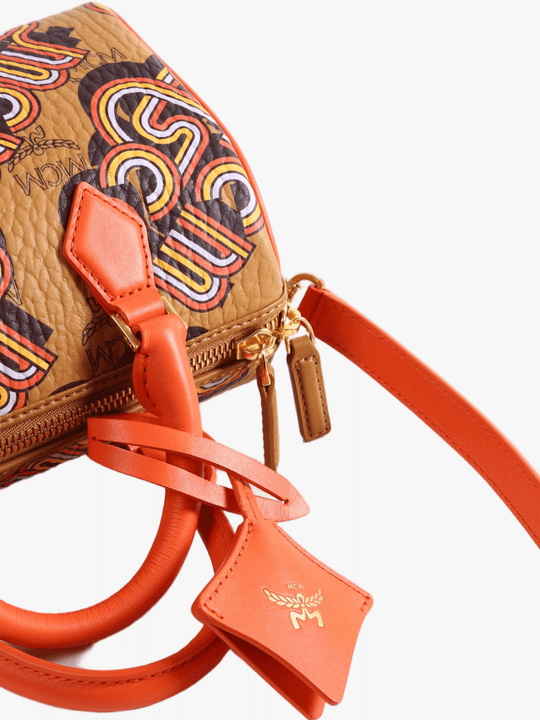 Close up of Orange bag, showing detail