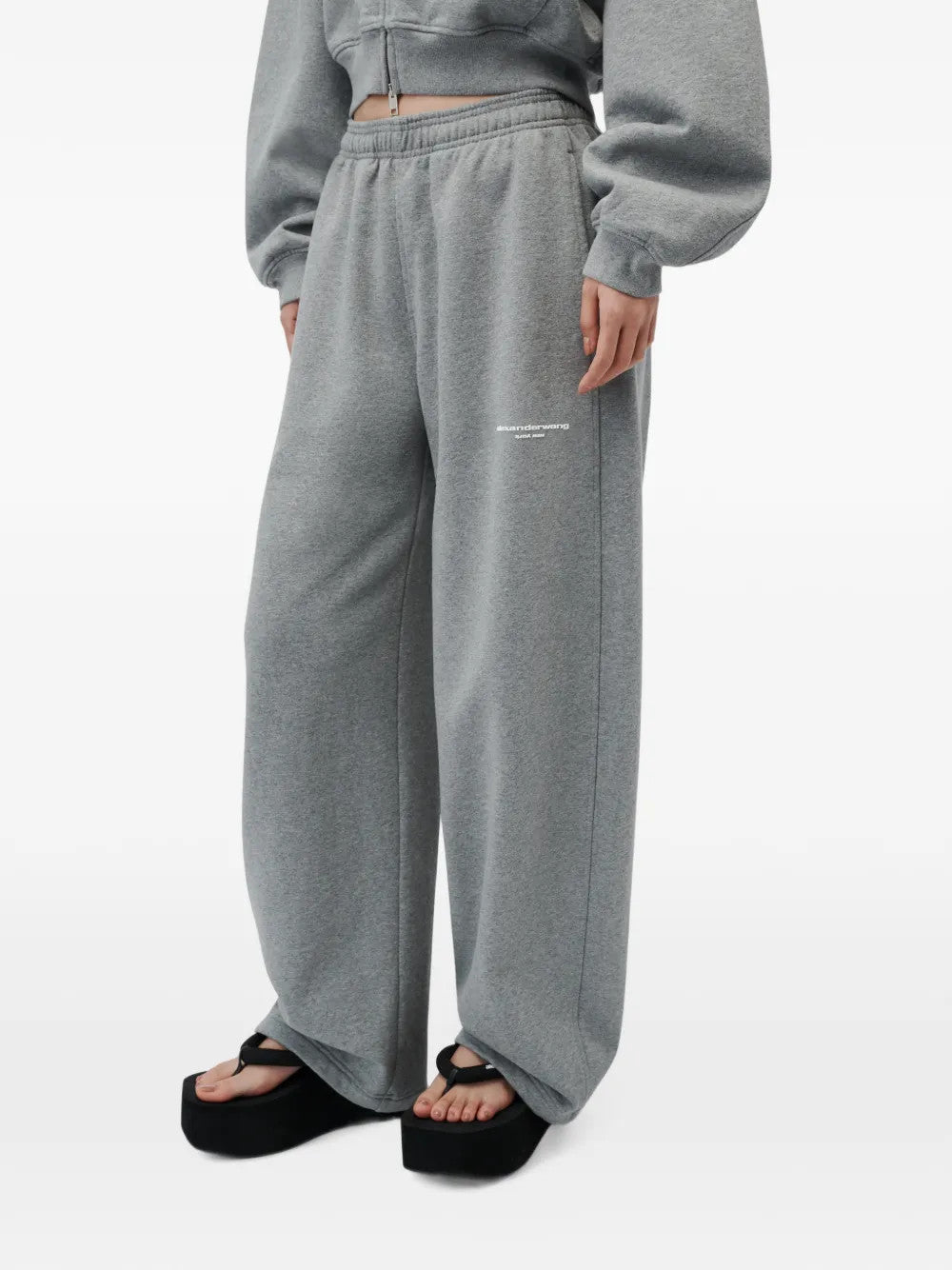 Grey pants, full body view