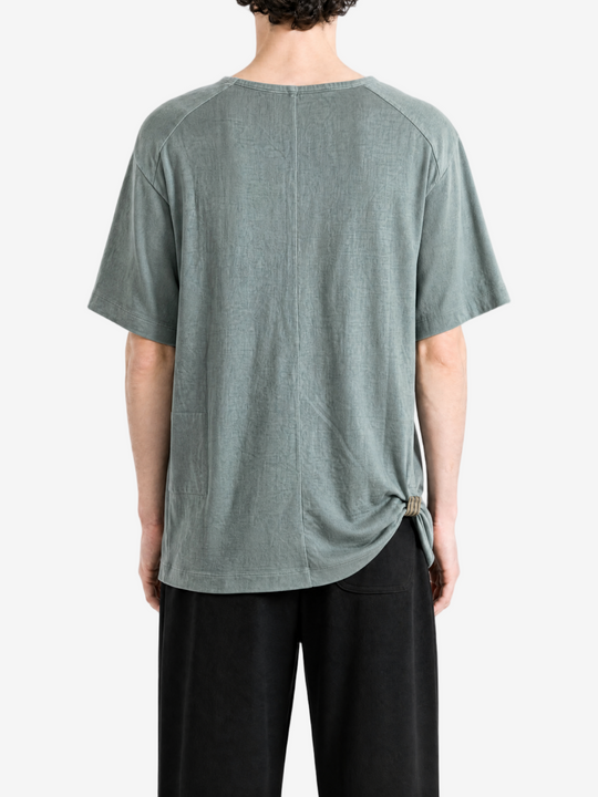 Green t-shirt, full body view