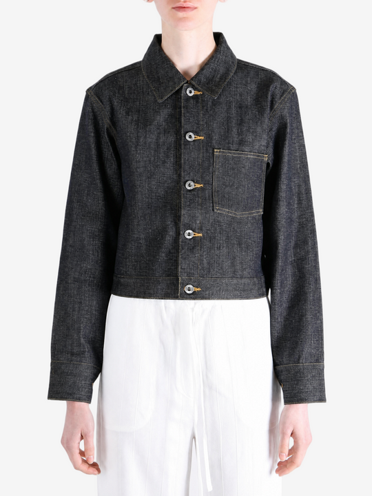 Black jacket worn by a person, showing the jacket fit