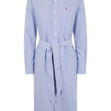 Blue shirtdress, front view