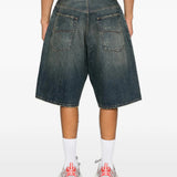 Blue shorts, full body view