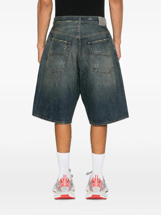 Blue shorts, full body view