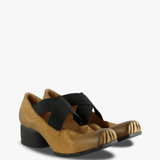 Tan shoes, front view