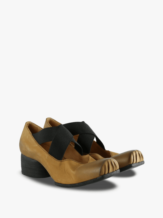 Tan shoes, front view