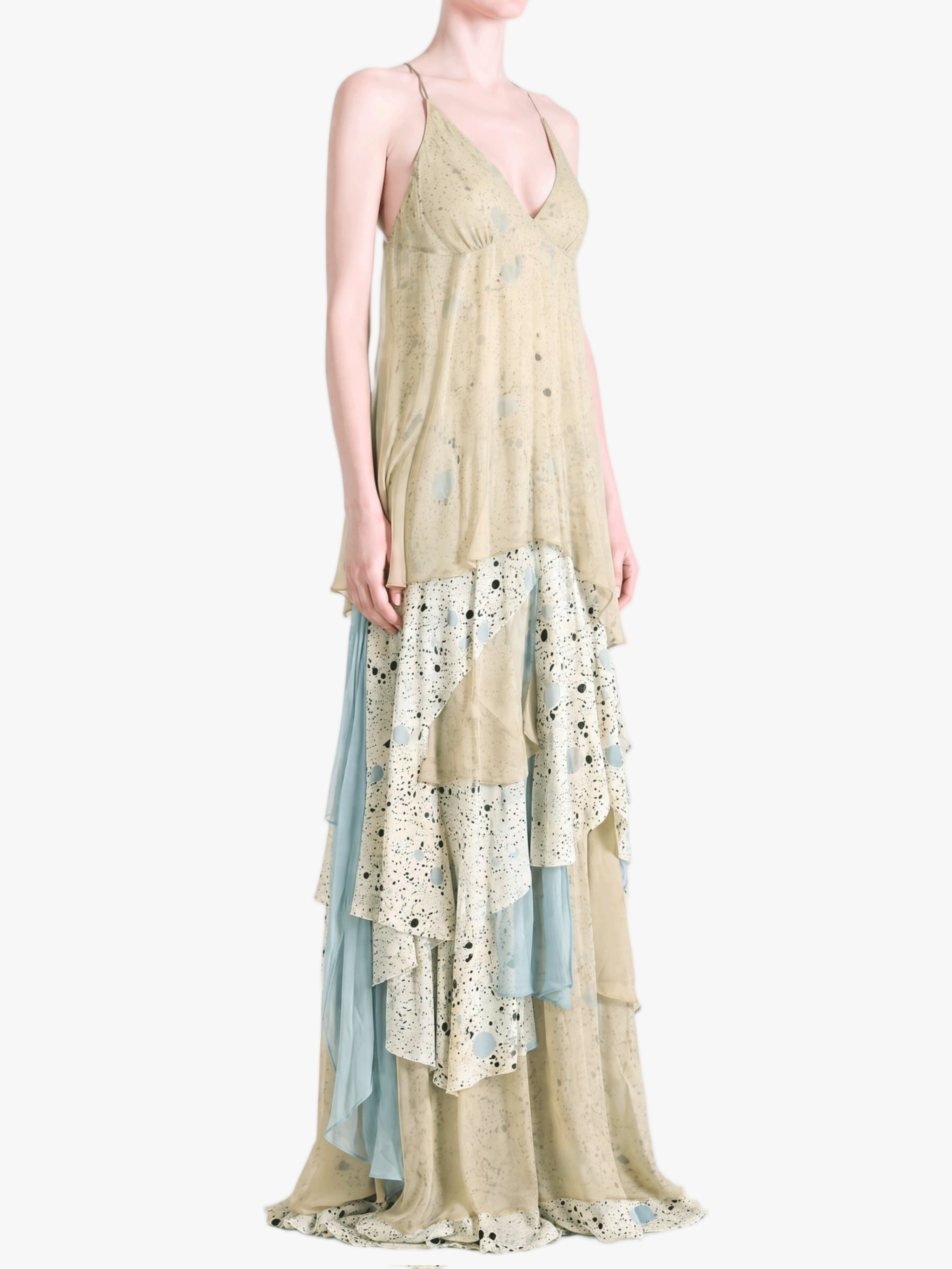 Tan dress, full body view