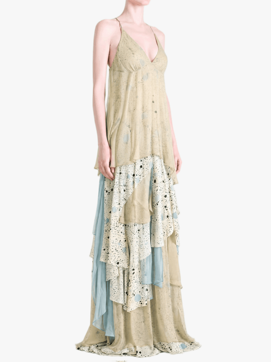 Tan dress, full body view
