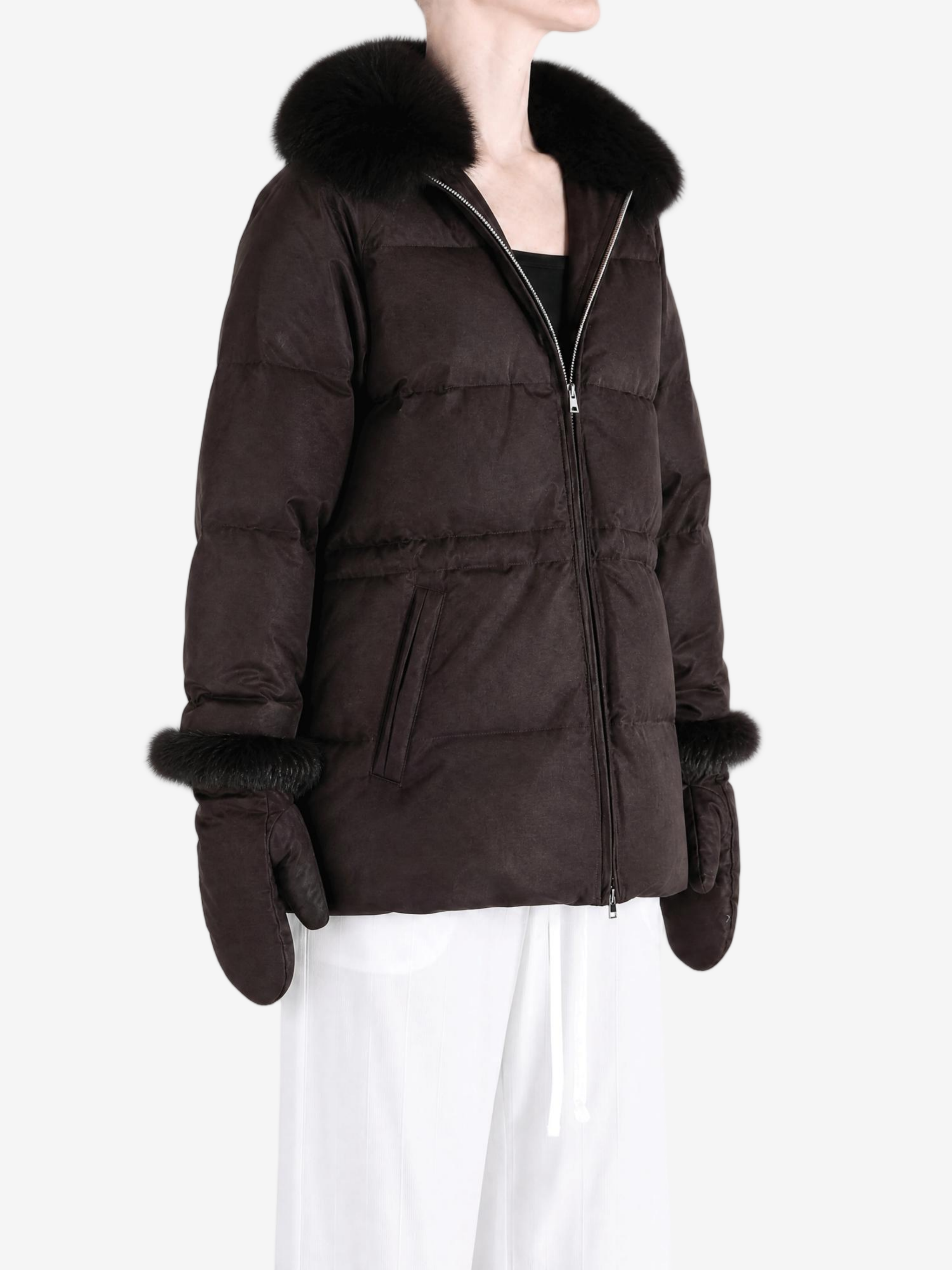 Brown jacket, full body view