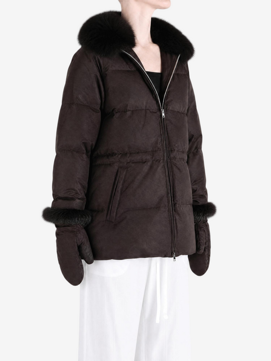 Brown jacket, full body view
