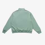 green sweatshirt, back view