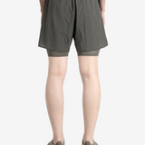 Grey shorts, full body view