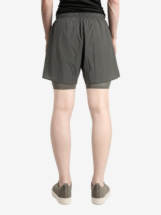 Grey shorts, full body view