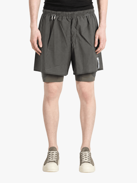 Grey shorts, full body view