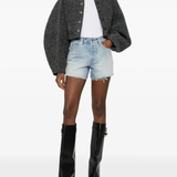 blue short, full body view