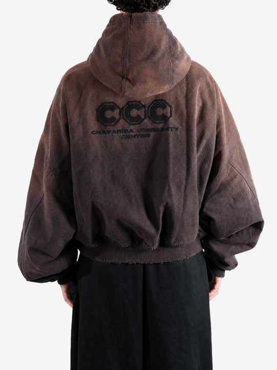 Brown jacket, full body view