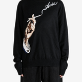 Black knitwear, full body view