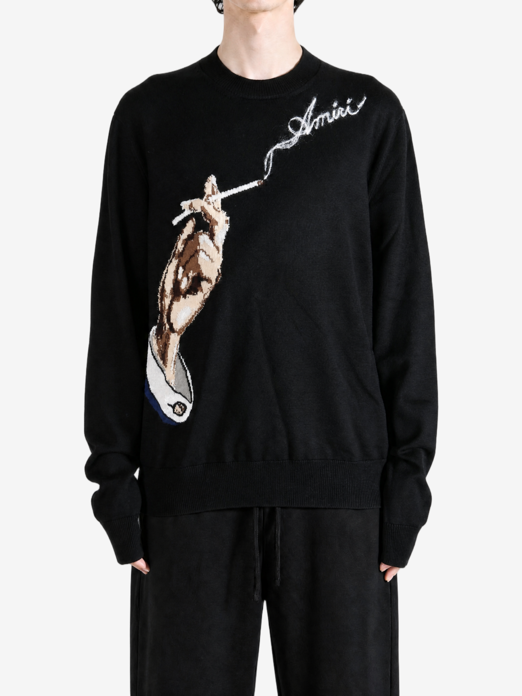 Black knitwear, full body view