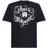 black t-shirt, back view