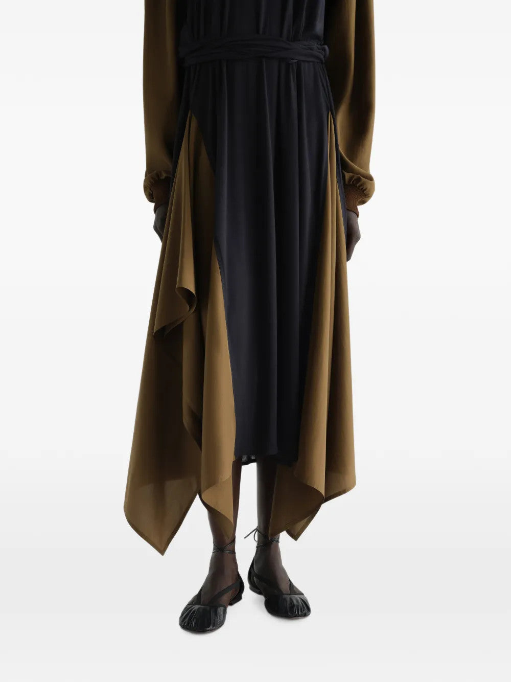 Black flats, full body view