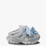 Blue loafers-mules, front view