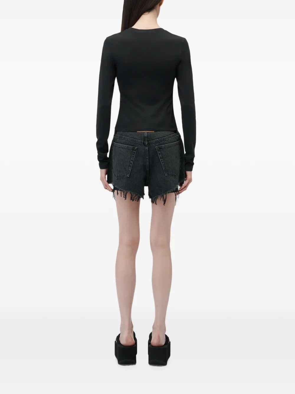 Black t-shirt, full body view