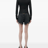 Black t-shirt, full body view