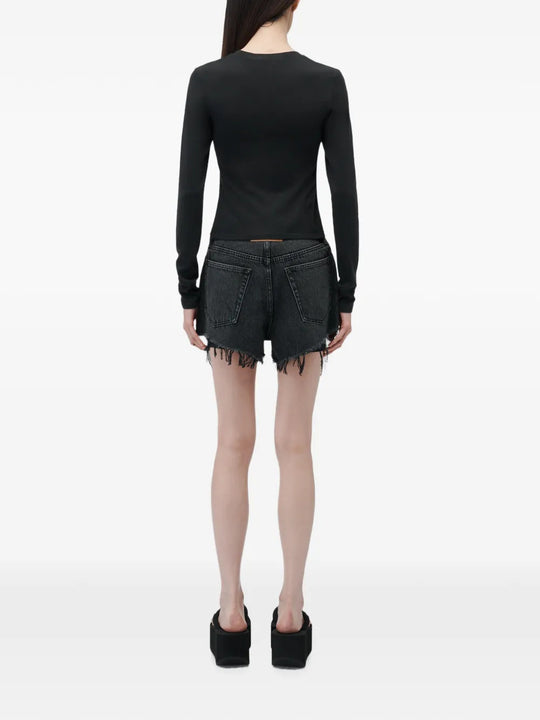 Black t-shirt, full body view