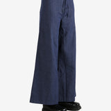 Blue pants worn by a person, showing the pants fit