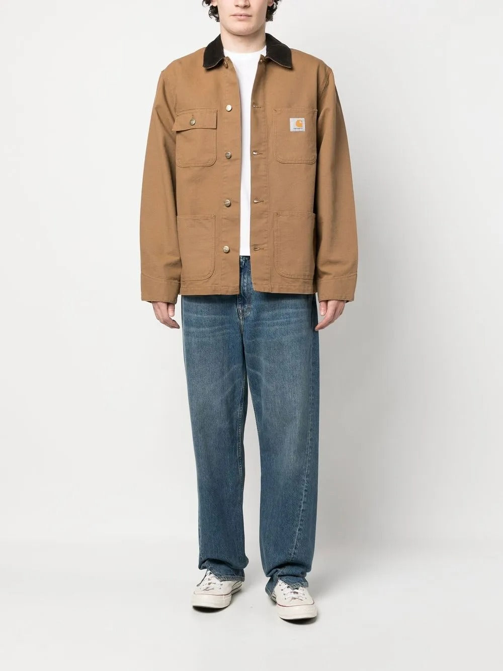 Tan coat, full body view