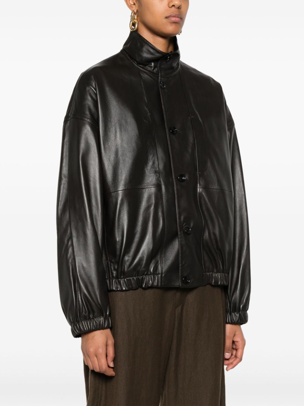 LEMAIRE - Women Stand Collar Leather Blouson