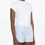 Blue short worn by a person, showing the short fit