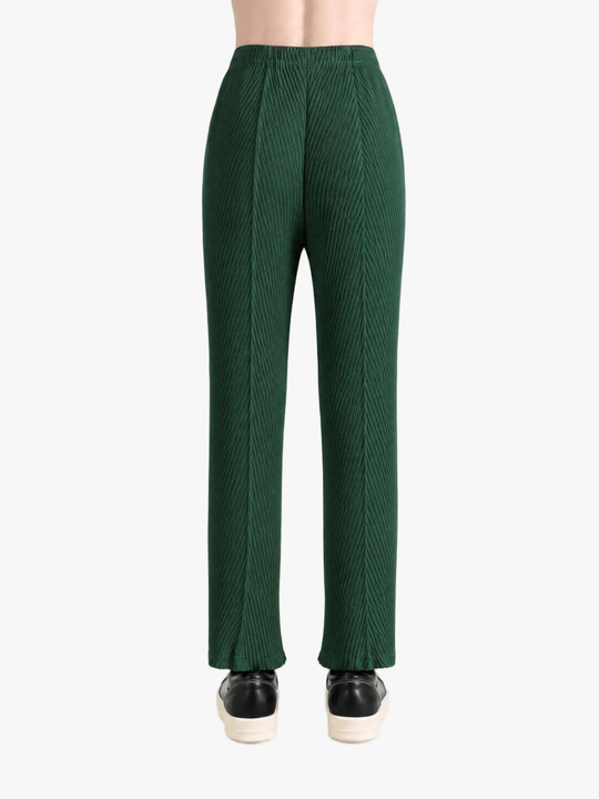 Green pants, full body view