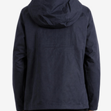Navy jacket, full body view