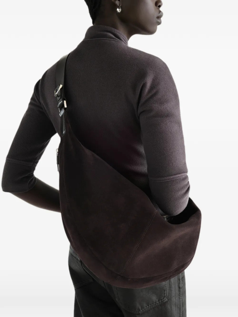 Brown bag worn by a person, showing the bag fit