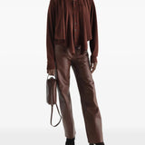 Burgundy top, full body view