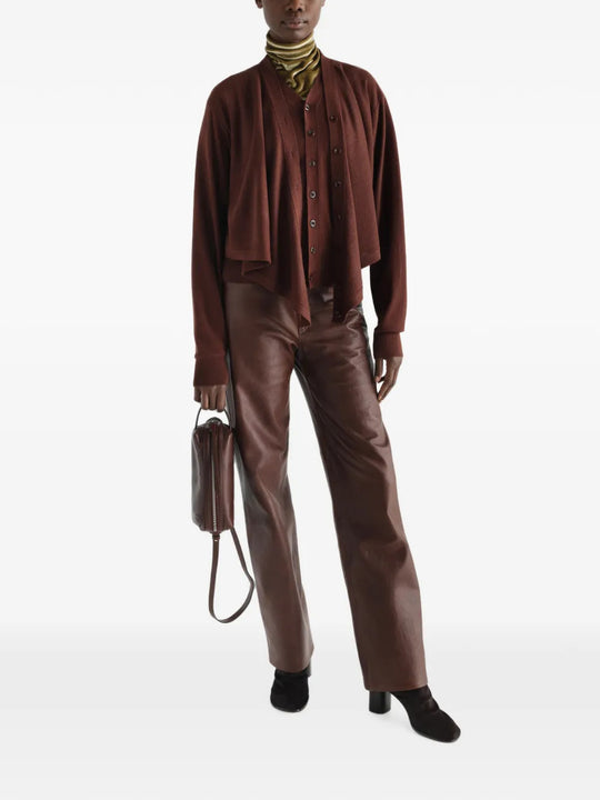 Burgundy top, full body view