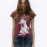 Burgundy t-shirt, front view