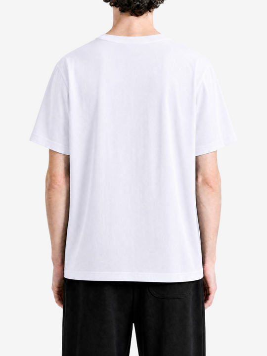 Blue t-shirt, full body view