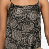 Close up of black dresses, showing texture of the viscose and cupro fabric