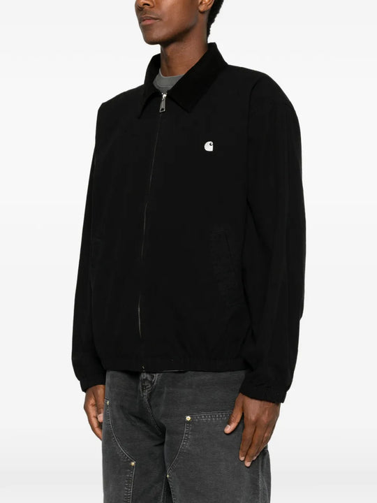 Black jacket worn by a person, showing the jacket fit