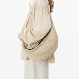 Tan bags, full body view