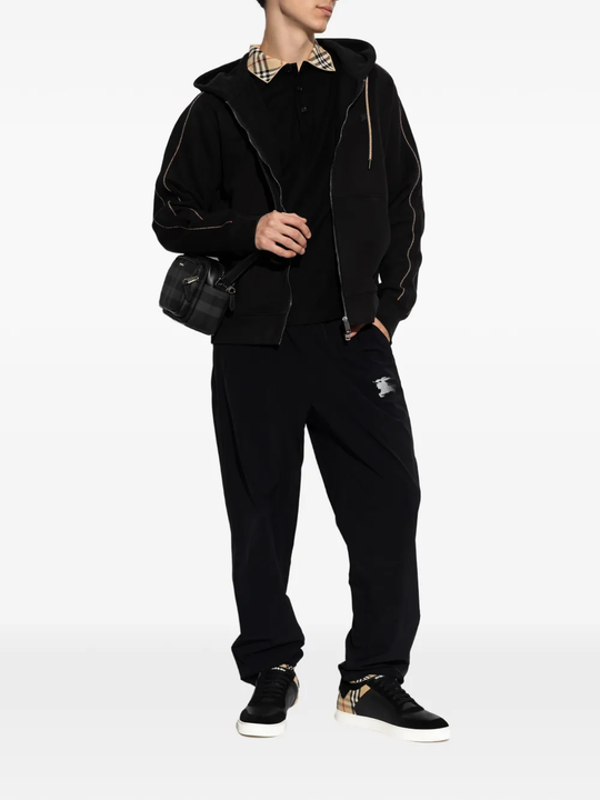 Black hoodies, full body view
