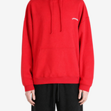 Red hoodie, full body view
