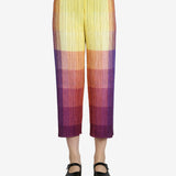 Colorful pants worn by a person, showing the pants's fit