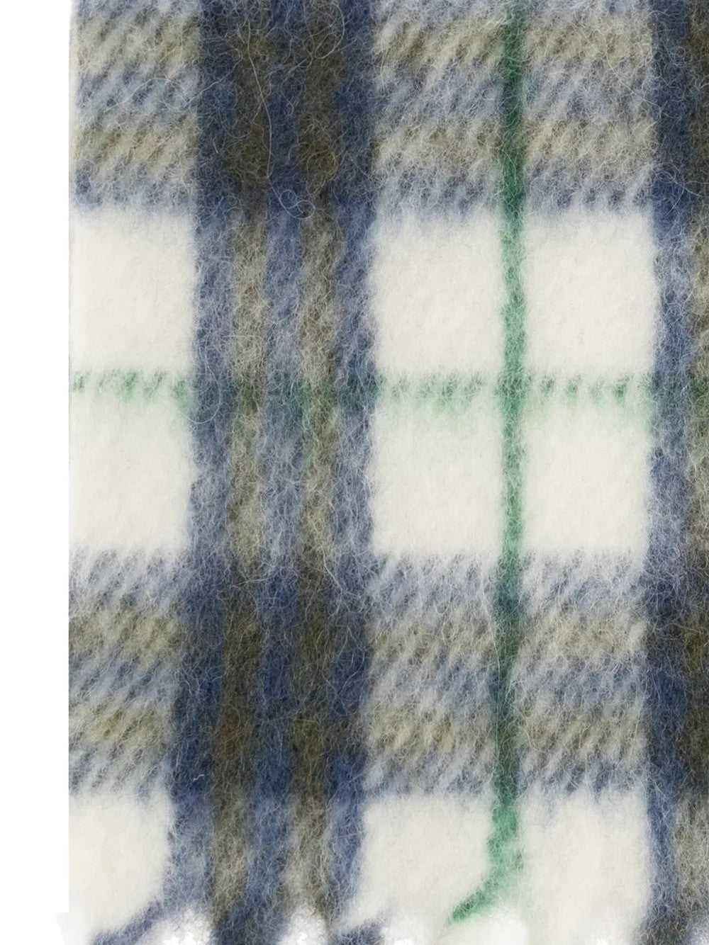 Close up of Blue scarf, showing texture of the 79% wool/ 21% polyamide fabric