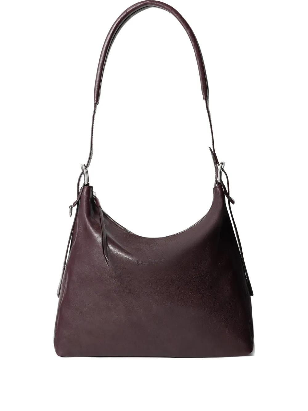 Brown leather handbag,front view