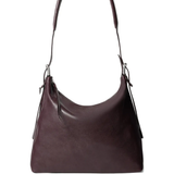 Brown leather handbag,front view